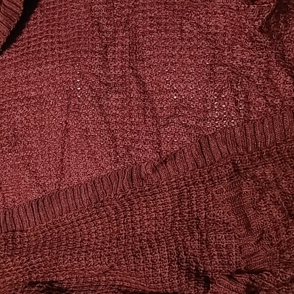 Say What Juniors medium Knit Open front w pockets Burgundy Cardigan Sweater NWT - Picture 9 of 10